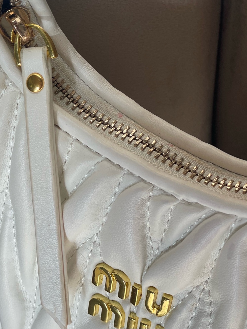 Mini Wander Dumpling Matelassé Nappa Hobo Bag in White - Picture 6 of 16